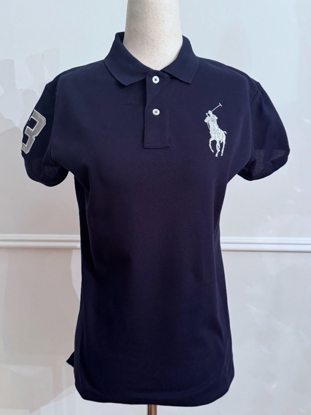 Ralph Lauren Golf Womens Big Pony Polo Shirt Navy #3 Stretch Pique Slim Fit M